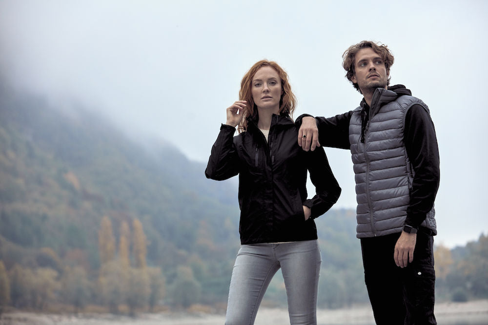 Logo Free Clothing - male and female models wearing jackets