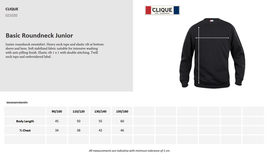 Clique Basic Roundneck Sweatshirt | Junior Sweater | Durable | Soft | 8 Colours | Ages 3-14 - Sweatshirt - Logo Free Clothing