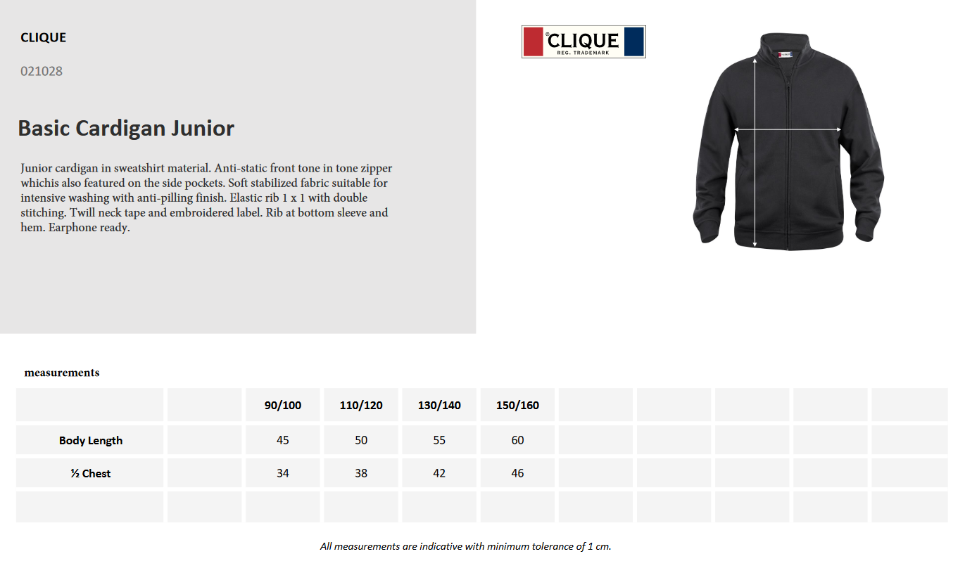 Clique Basic Zip Sweatshirt | Junior Full-Zip Sweater | Durable | Soft | 6 Colours | Ages 3-14 - Sweatshirt - Logo Free Clothing