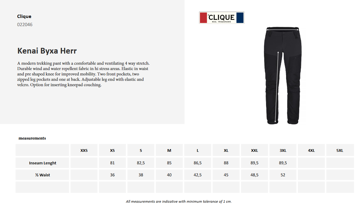 Clique Kenai Mens Walking Trousers | Breathable | Stretch | Hiking | 3 Colours | XS-2XL - Trousers - Logo Free Clothing