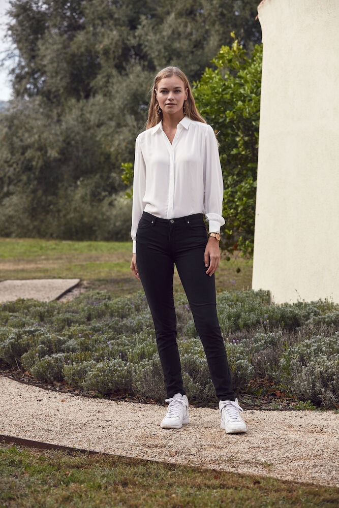 Clique Libby Ladies Blouse | Light Chiffon | Semi-Opaque Material | Black or White | XS-2XL - Shirt - Logo Free Clothing