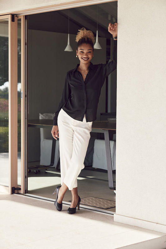 Clique Libby Ladies Blouse | Light Chiffon | Semi-Opaque Material | Black or White | XS-2XL - Shirt - Logo Free Clothing