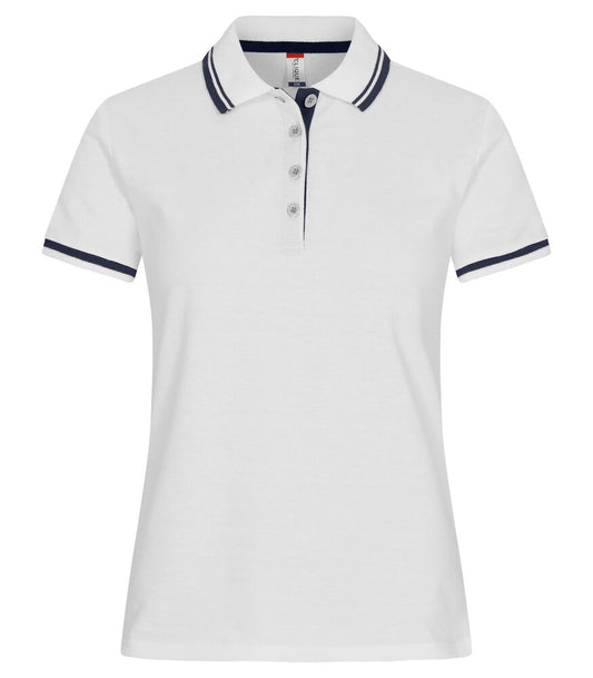 Clique Astoria Ladies Polo Shirt | Pique Cotton Polo | Contrast Stripes | 4 Colours | XS-2XL - Polo Shirt - Logo Free Clothing
