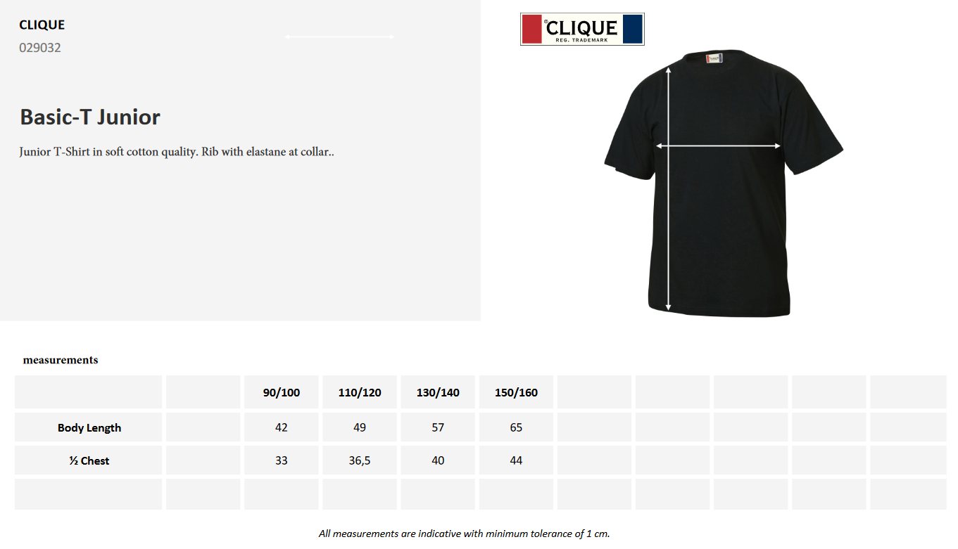 Clique Basic Junior T-Shirt | Kids Cotton Tee Shirt | 19 Colours | Ages 3-14 - Tee Shirt - Logo Free Clothing
