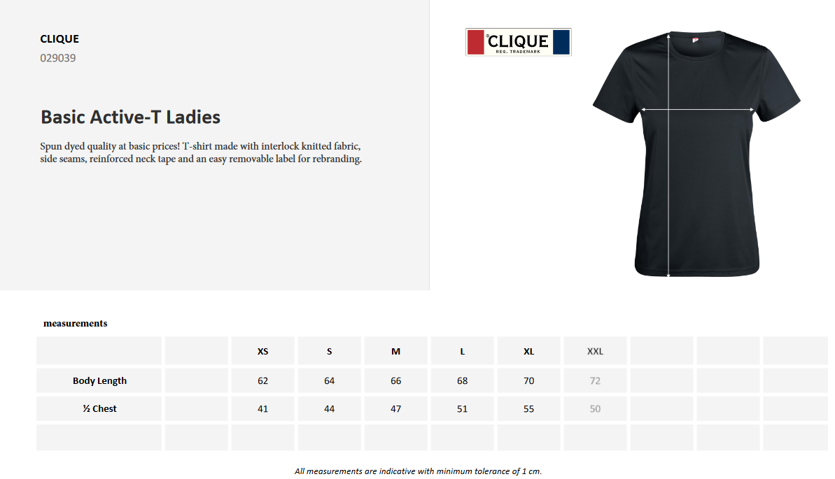 Clique Basic Active T-Shirt | Ladies Activewear Tee Shirt | Spun Dyed | 10 Colours | XS-2XL - Tee Shirt - Logo Free Clothing
