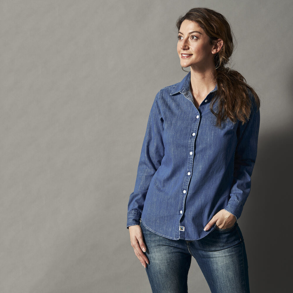 Cottover Denim Shirt | Ladies Organic Cotton Shirt | GOTS | Fairtrade | Sustainable | XS-3XL - Shirt - Logo Free Clothing