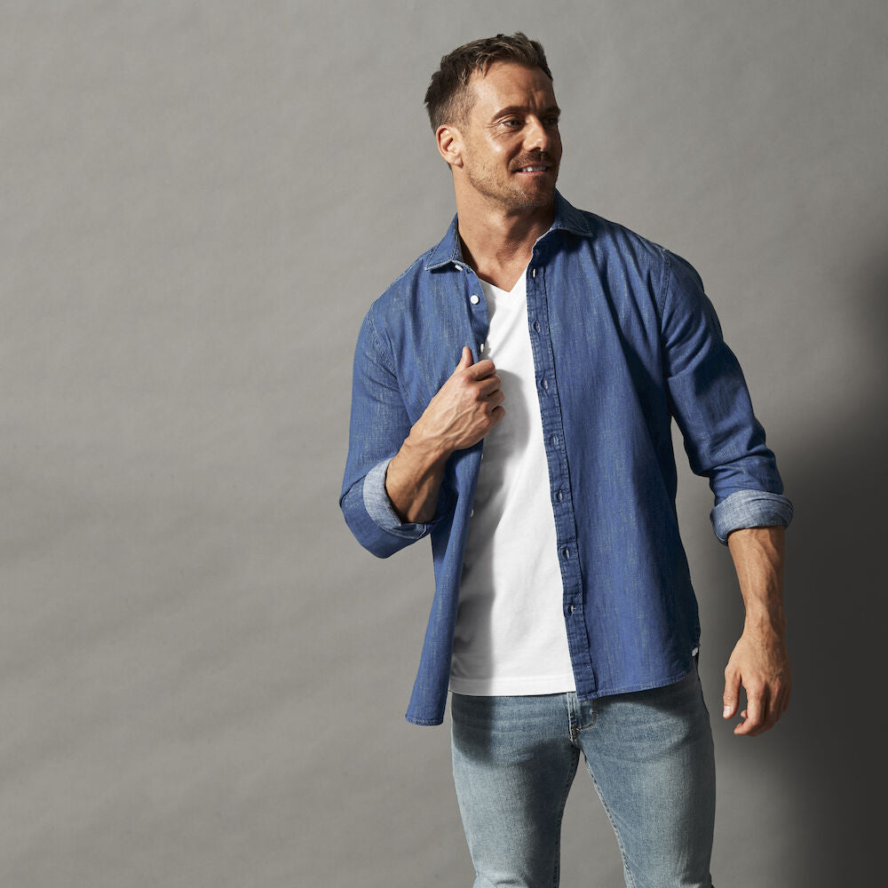 Cottover Denim Shirt | Mens Comfort Fit | Organic Cotton Shirt | GOTS | Fairtrade | Sustainable | XS-3XL - Shirt - Logo Free Clothing
