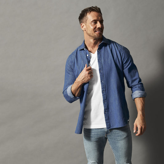 Cottover Denim Shirt | Mens Comfort Fit | Organic Cotton Shirt | GOTS | Fairtrade | Sustainable | XS-3XL - Shirt - Logo Free Clothing