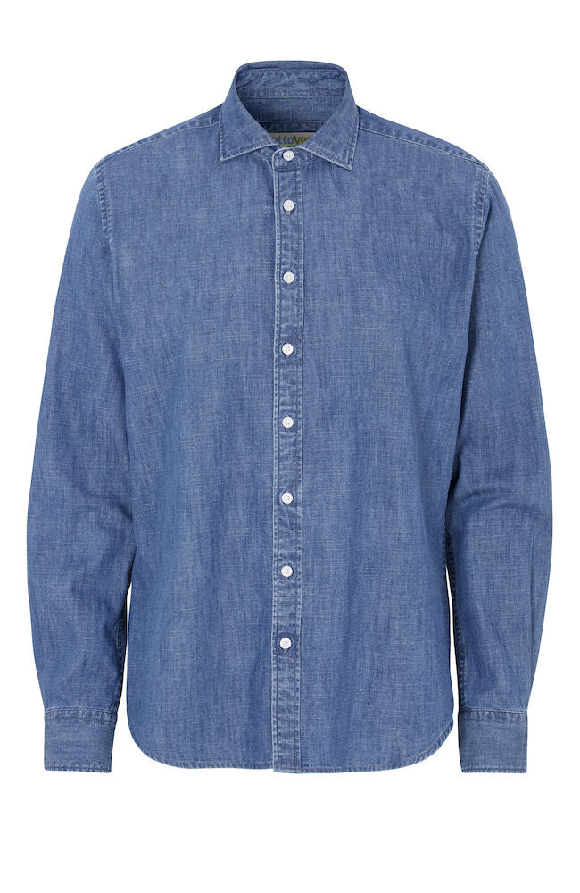 Cottover Denim Shirt | Mens Slim Fit | Organic Cotton Shirt | GOTS | Fairtrade | XS-3XL - Shirt - Logo Free Clothing