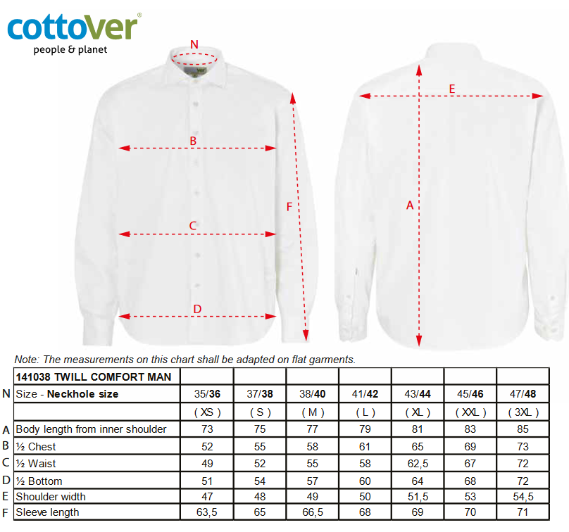 Cottover Twill Shirt | Mens Slim Fit | GOTS | Organic Cotton | Fairtrade | 4 Colours | XS-3XL - Shirt - Logo Free Clothing