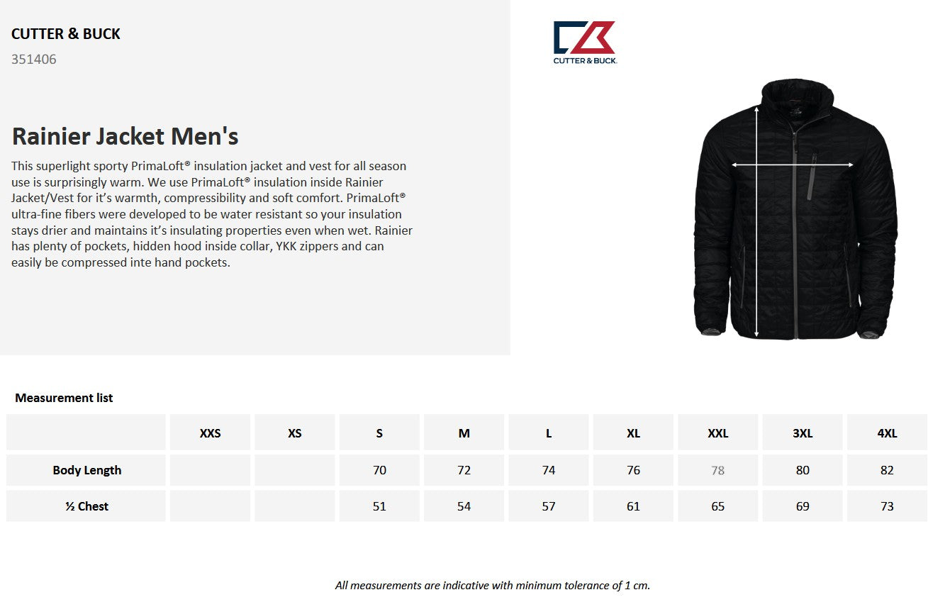 Cutter & Buck Rainier Mens Jacket | Lightweight Packable | Hood | Padded | 4 Colours | S-4XL