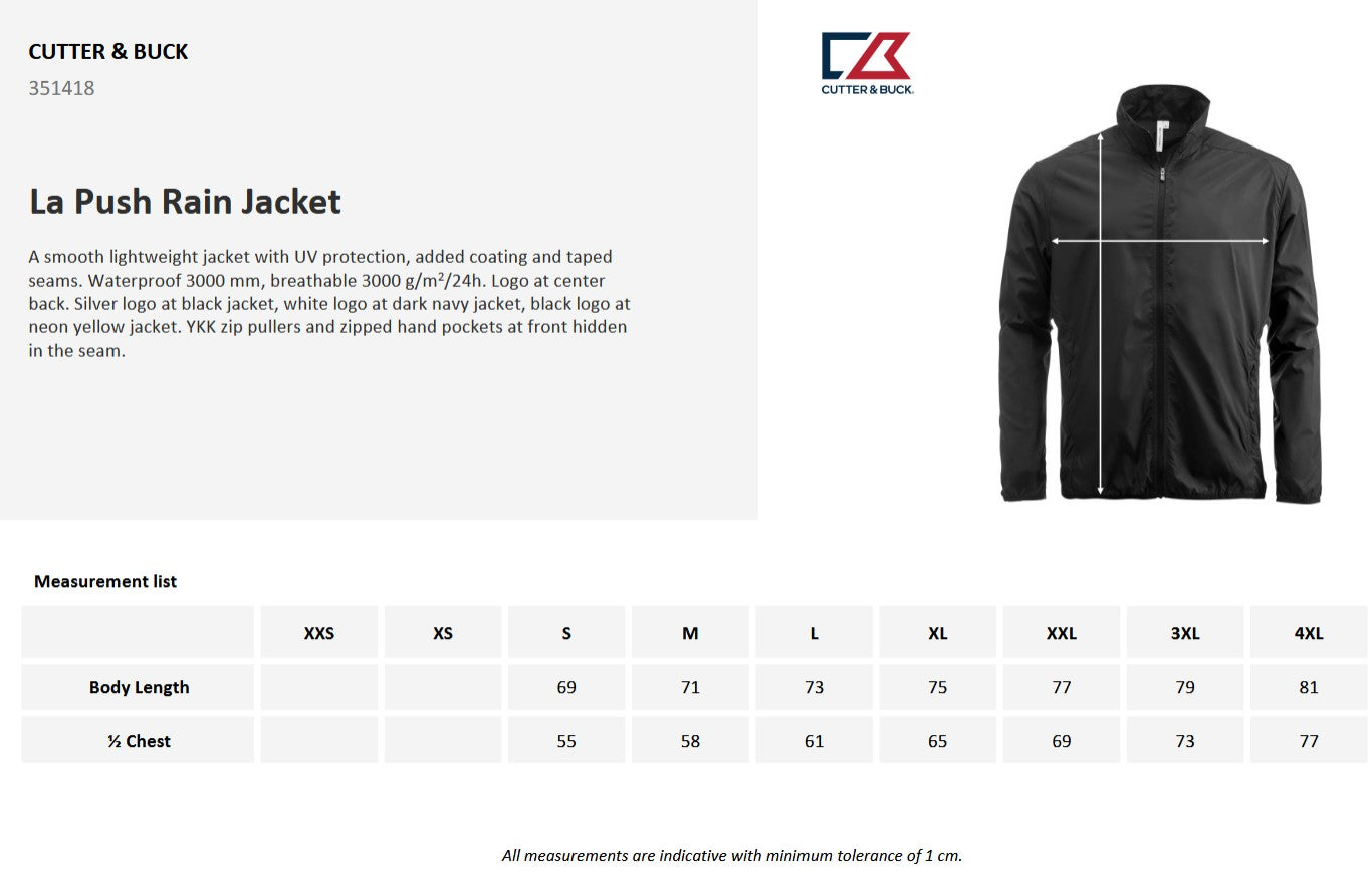 Cutter & Buck La Push Men's Rain Jacket | Lightweight Waterproof | Black or Hi Vis | S-4XL