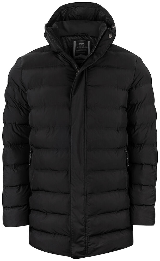 Cutter & Buck Wenatchee Mens Padded Puffer Jacket | Long | Hood | Navy or Black | S-4XL