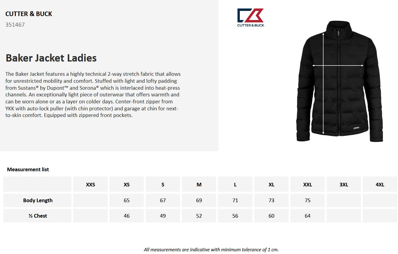 Cutter & Buck Baker Ladies Puffer Jacket | Lightweight | Stretch | Padded | 5 Colours | XS-2XL