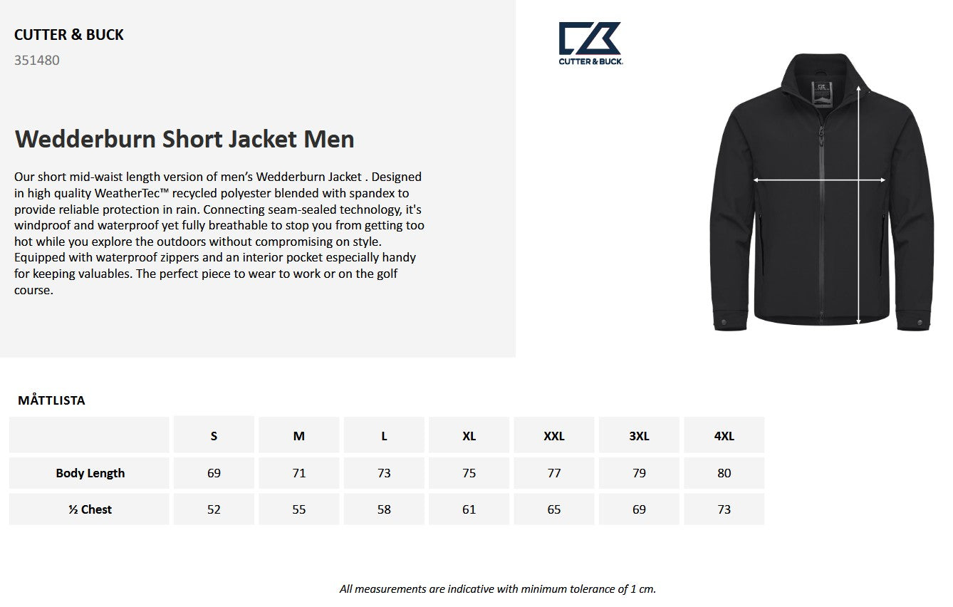 Cutter & Buck Wedderburn Men's Jacket | Waterproof | Breathable | Navy or Black | S-4XL