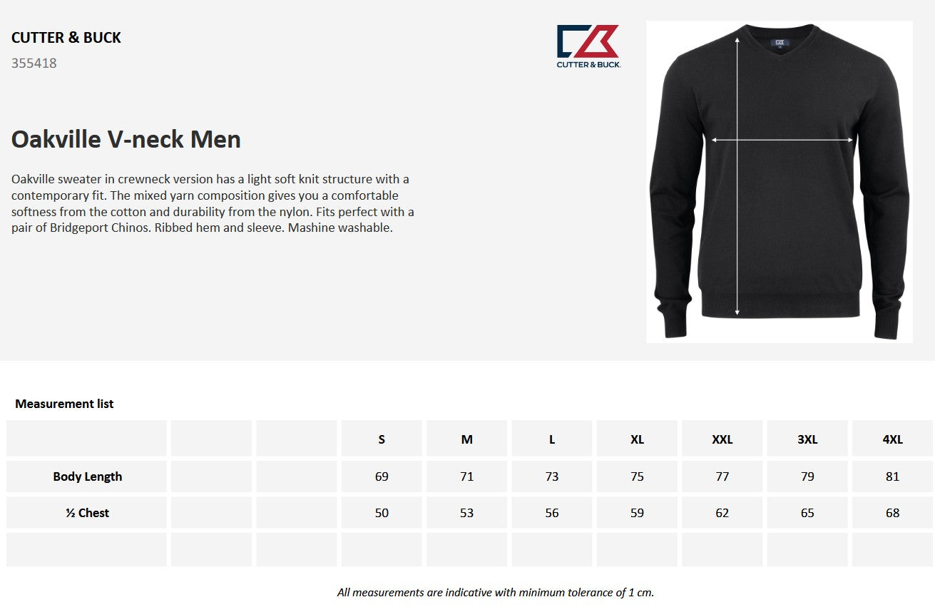 Cutter & Buck Oakville Men's V-Neck Jumper | Soft Cotton-Rich Knitwear | 6 Colours | S-4XL