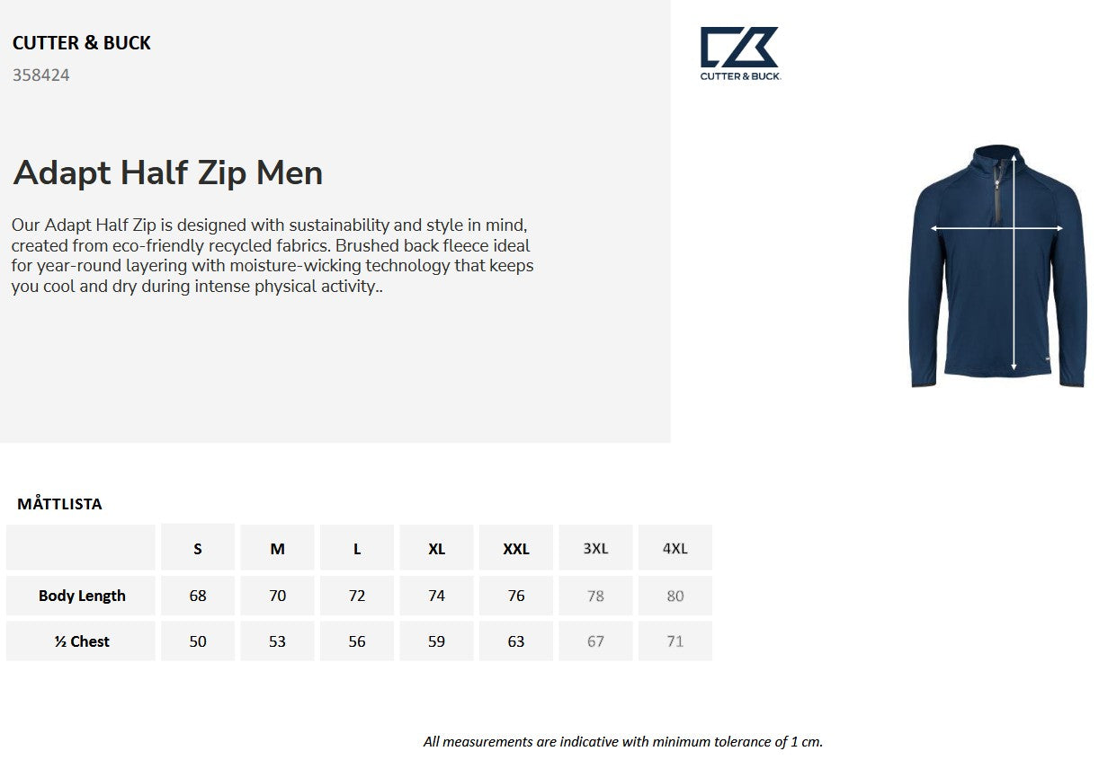 Cutter & Buck Adapt Men's Quarter Zip Sweatshirt | Activewear | Navy or Black | S-4XL