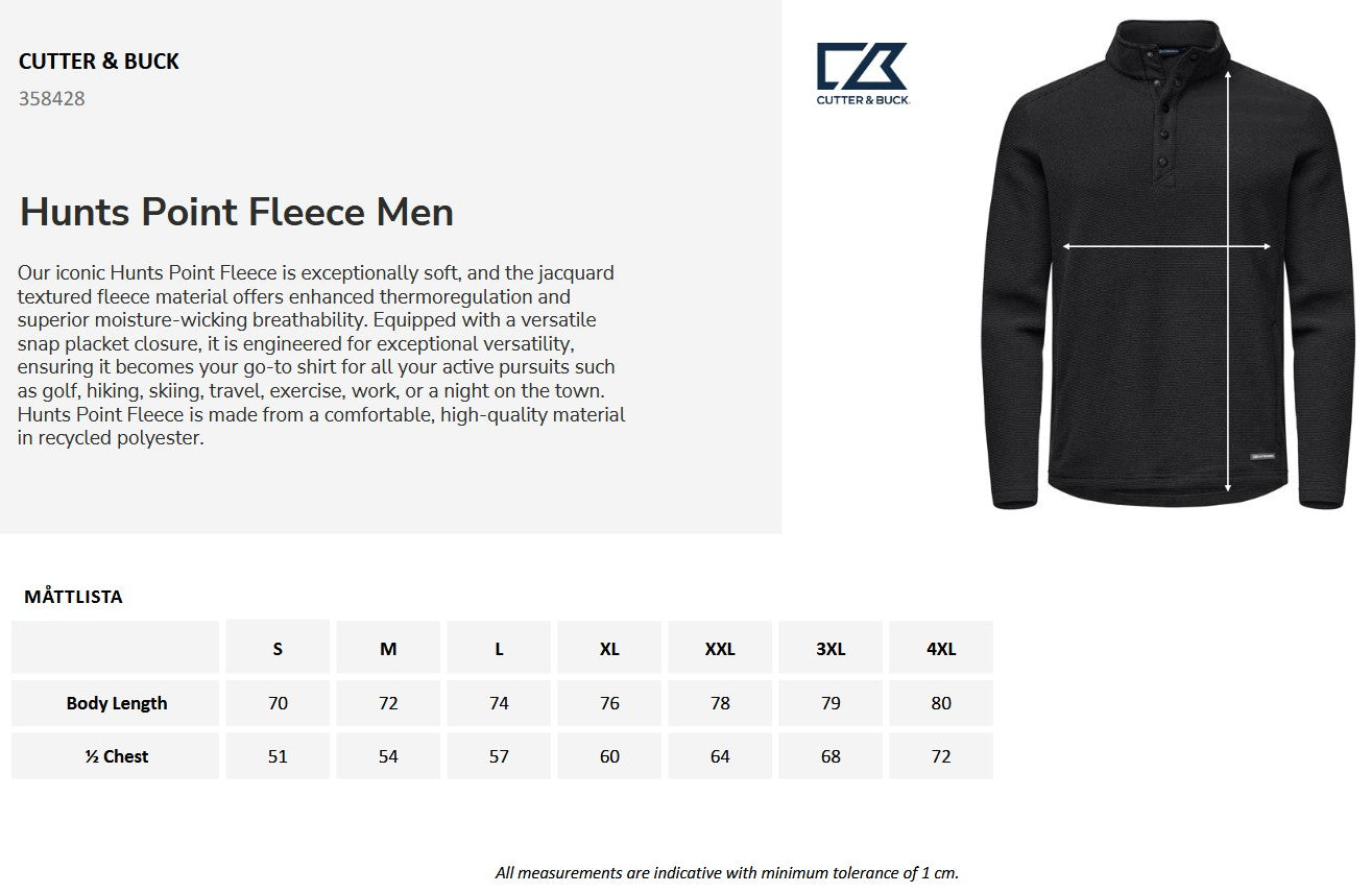 Cutter & Buck Hunts Point Mens Fleece Top | Wicking | Recycled | 4 Colours | S-4XL