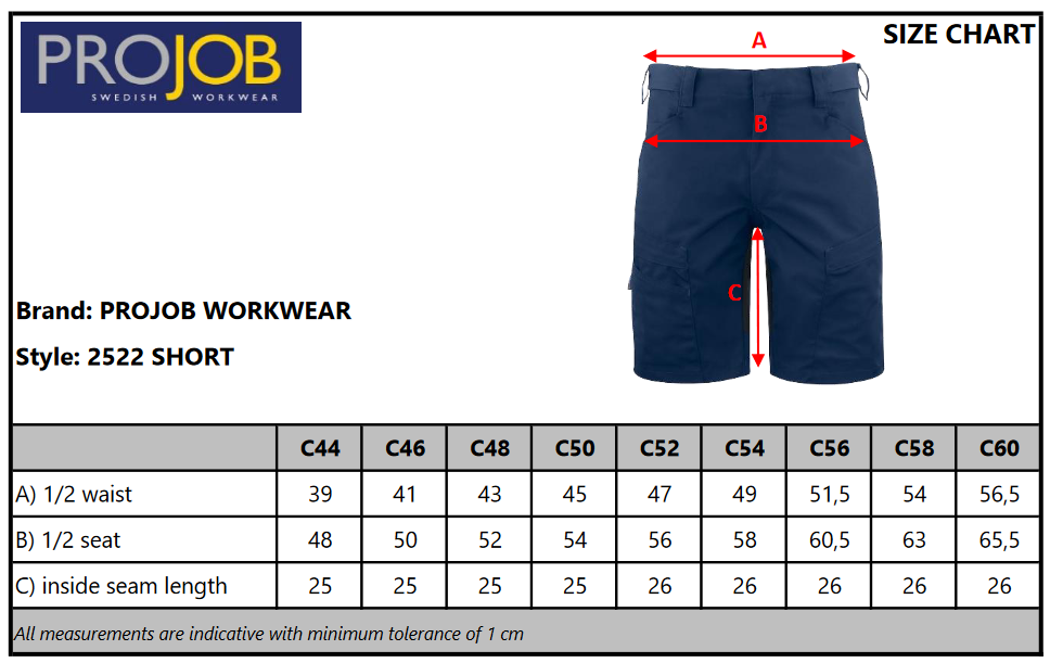 ProJob 7 Pocket Mens Stretch Shorts | Flat Fronted | Contrast Flex Panel | 6 Colours | S-6XL - Shorts - Logo Free Clothing