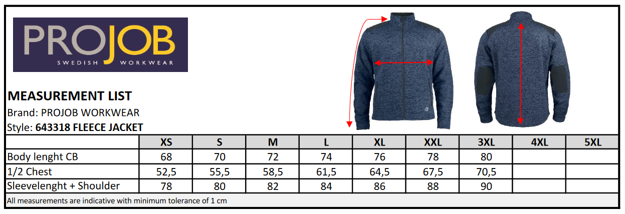 ProJob Mens Fleece Jacket | Extra Heavyweight Fleece | Reinforced Patches | 4 Colours | XS-4XL - Fleece - Logo Free Clothing