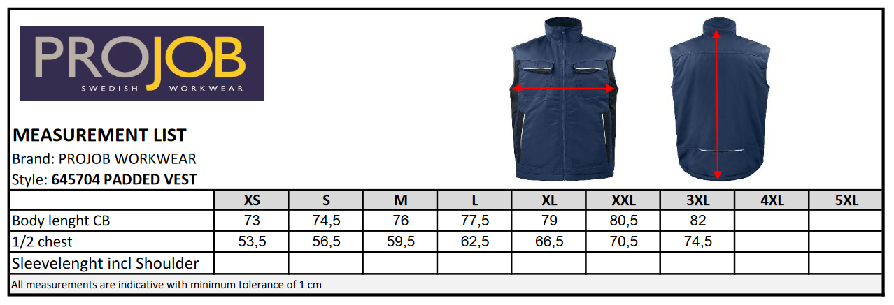 ProJob Mens Padded Gilet | Many Pockets | Easy Care Body Warmer | 7 Colours | XS-4XL - Gilet - Logo Free Clothing