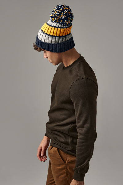 Beechfield Hygge Striped Beanie | Unisex | Heavyweight | Pom-Pom | 5 Colours | One Size - Hat - Logo Free Clothing