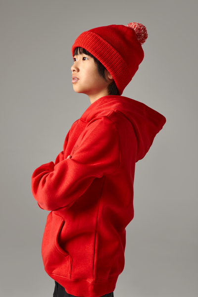 Beechfield Junior Snowstar® Beanie | Pom-Pom | Ribbed Cuff | Navy or Red | Kids Unisex Size - Hat - Logo Free Clothing