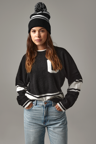 Beechfield Striped Fan Beanie | Unisex | Pom-Pom | Cuffed | 5 Colours | One Size - Hat - Logo Free Clothing