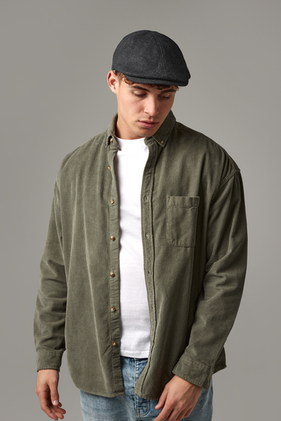 Beechfield Melton Wool Ivy Cap | Unisex | Lined | Buckle Adjust | Charcoal | One Size - Hat - Logo Free Clothing