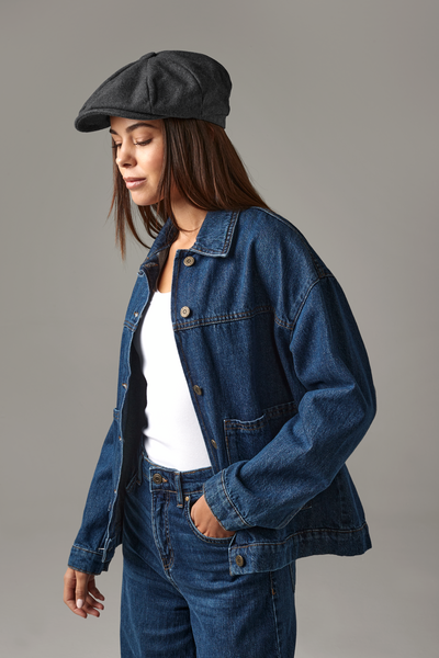 Beechfield Melton Wool Baker Boy Cap | Unisex | Wool Blend | Fully Lined | Charcoal | S-XL - Hat - Logo Free Clothing