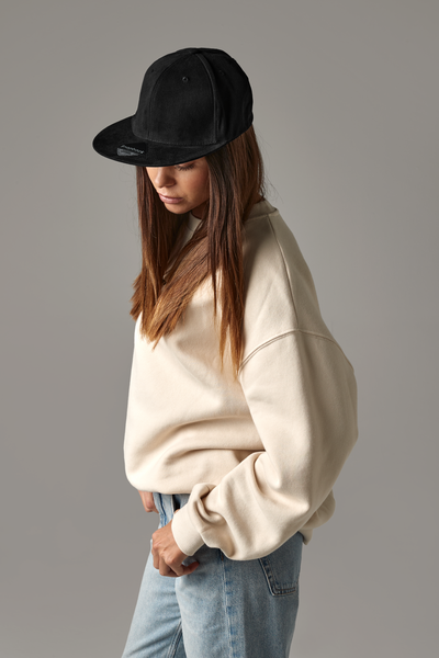 Beechfield Pro-Stretch Flat Peak Cap | Unisex | Elasticated Crown | Black | One Size - Hat - Logo Free Clothing