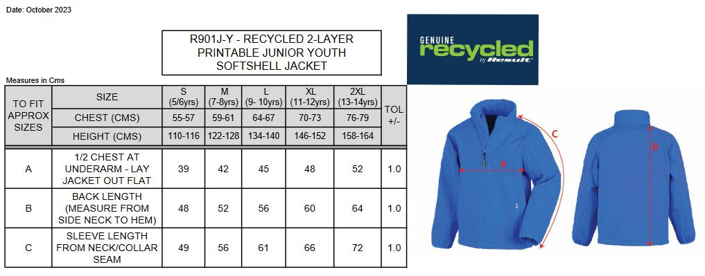 Result Recycled Junior Softshell Jacket | Showerproof | Soft Feel | 4 Colours | Ages 4-14 - Summer Jacket - Logo Free Clothing