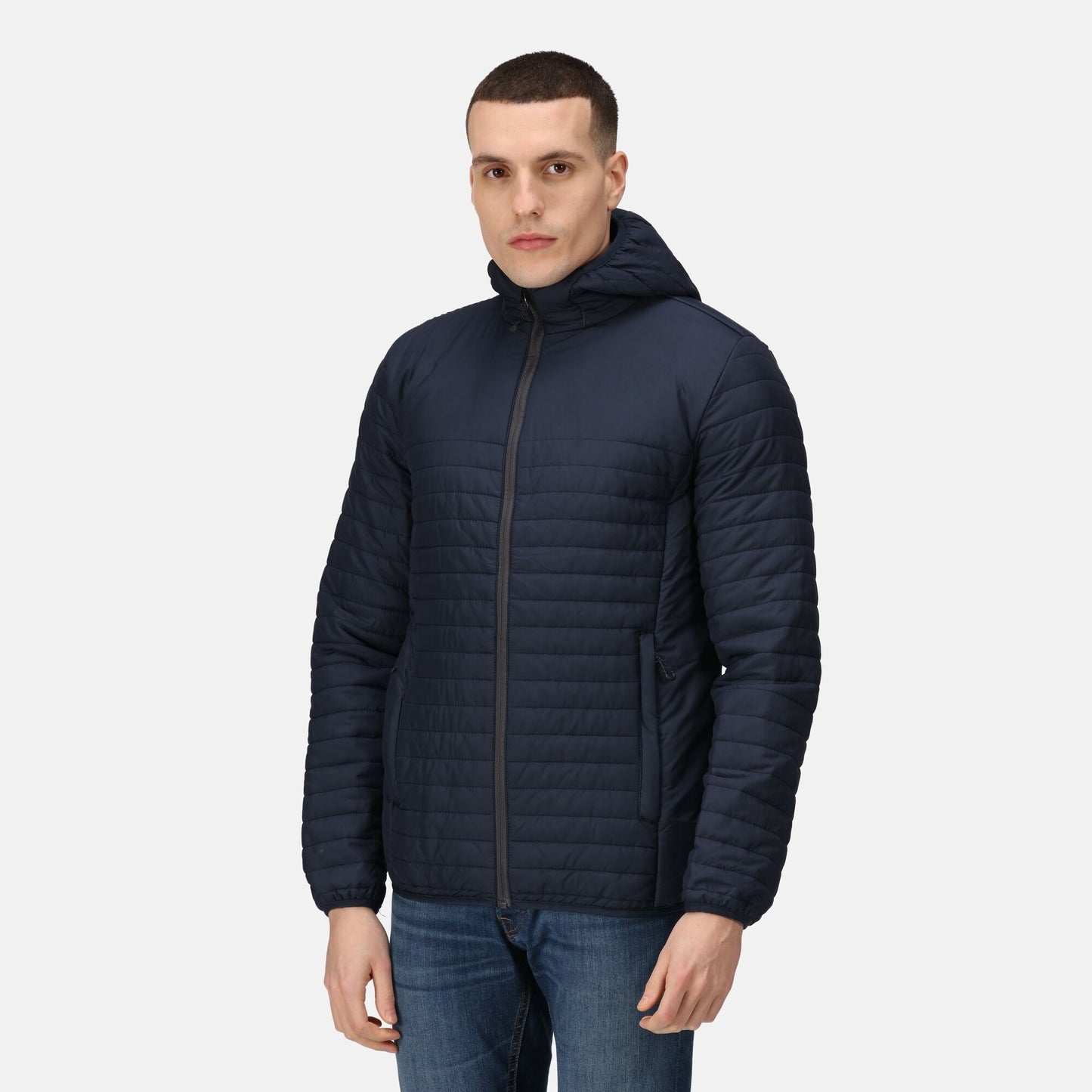 Regatta Honestly Made Mens Recycled Thermal Jacket | Hooded | Insulated | Black or Navy | S-3XL - Summer Jacket - Logo Free Clothing