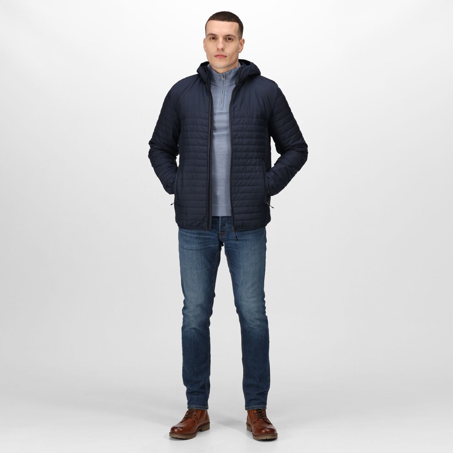 Regatta Honestly Made Mens Recycled Thermal Jacket | Hooded | Insulated | Black or Navy | S-3XL - Summer Jacket - Logo Free Clothing