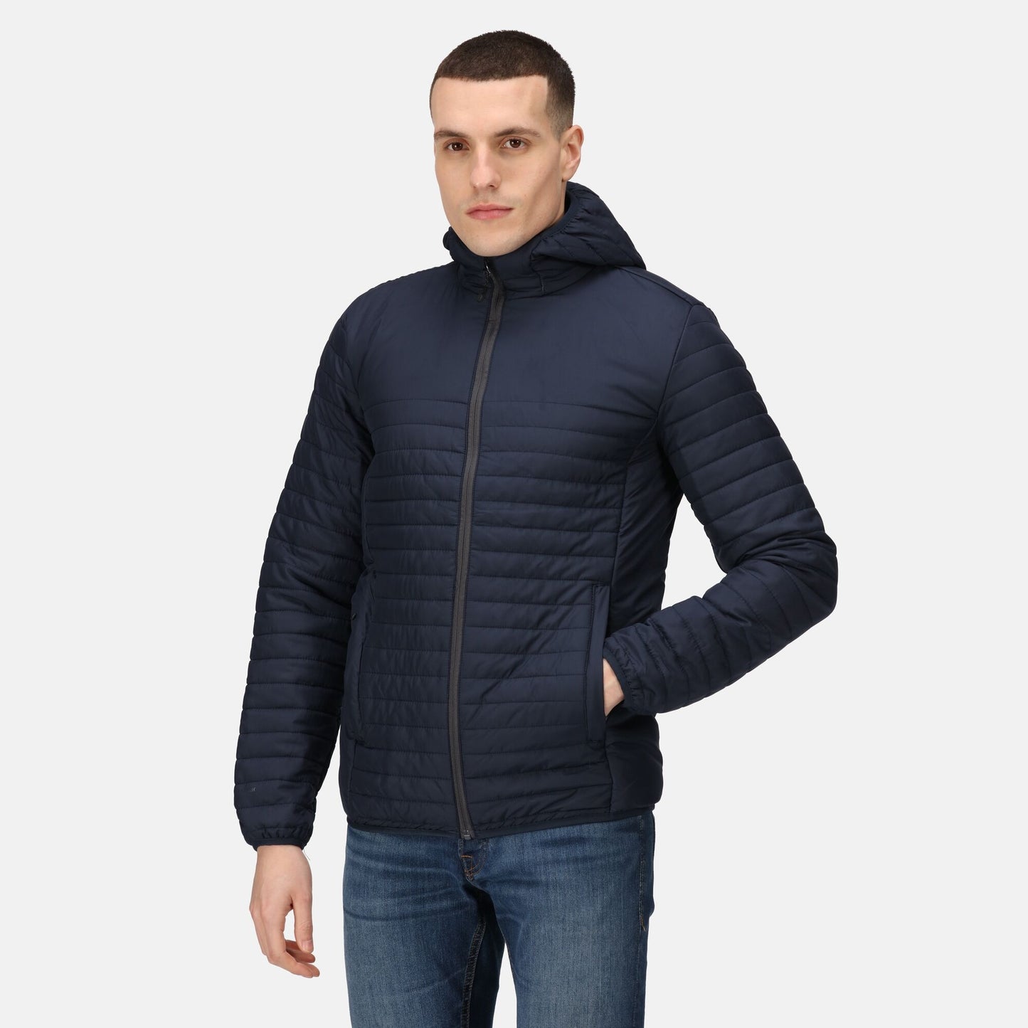 Regatta Honestly Made Mens Recycled Thermal Jacket | Hooded | Insulated | Black or Navy | S-3XL - Summer Jacket - Logo Free Clothing