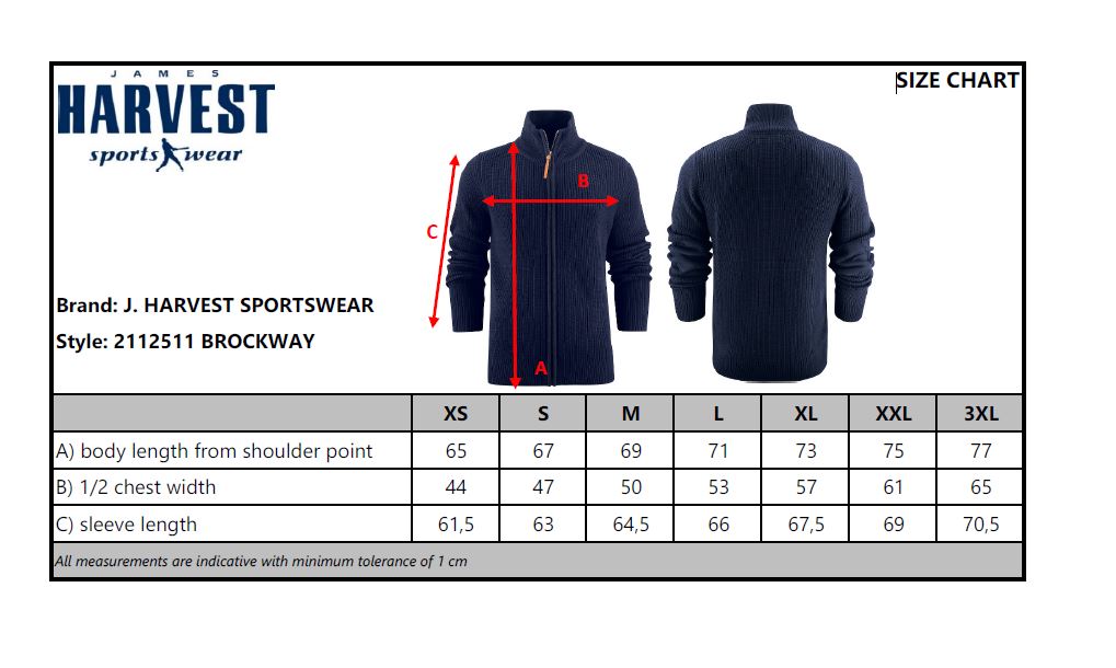 James Harvest Brockway Unisex Zip-Up Jumper | Heavyweight Knit | 3 Colours | XS-3XL - Knitwear - Logo Free Clothing