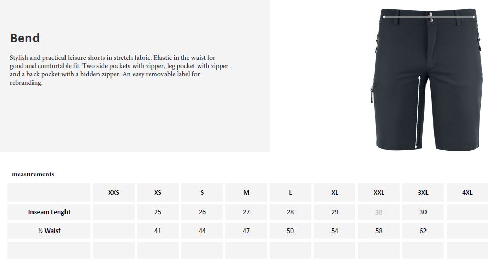 Clique Bend Shorts | Unisex Leisurewear | Stretch Fabric | Zipped Pockets | 3 Colours | XS-3XL - Shorts - Logo Free Clothing