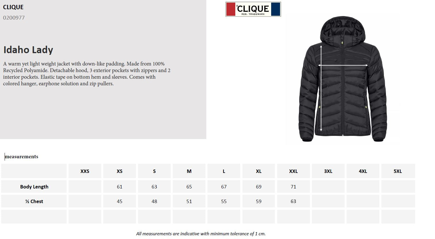 Clique Idaho Jacket | Ladies Recycled Jacket | Removable Hood | 3 Colours | XS-2XL - Winter Jacket - Logo Free Clothing
