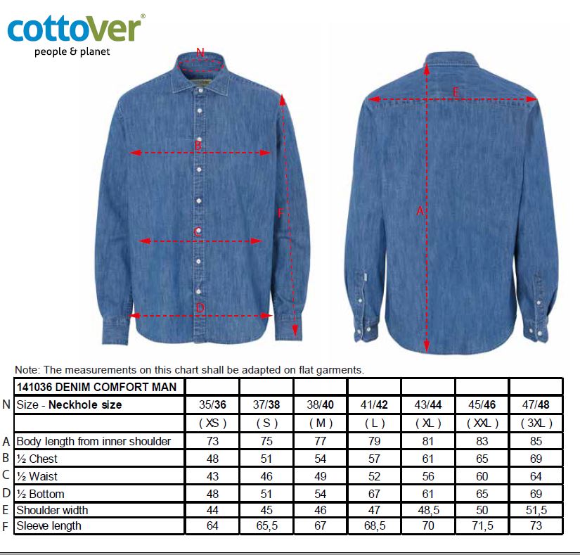Cottover Denim Shirt | Mens Comfort Fit | Organic Cotton Shirt | GOTS | Fairtrade | Sustainable | XS-3XL - Shirt - Logo Free Clothing