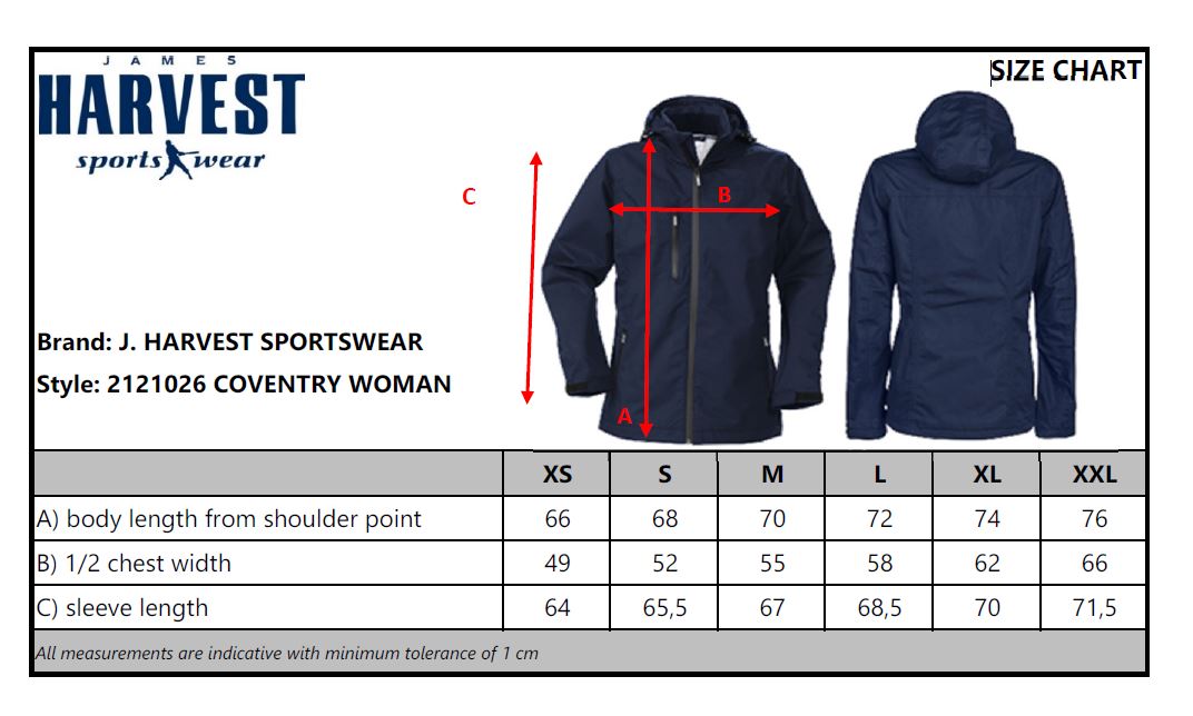 James Harvest Coventry Ladies Sport Jacket | Waterproof | Hooded | Navy or Black | XS-2XL