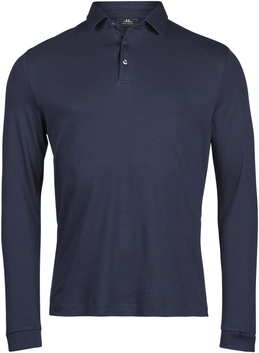 Tee Jays Men’s Pima Cotton Long Sleeve Polo Shirt in Navy, front view
