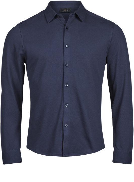 Tee Jays Men’s Luxury Stretch Shirt in Navy, front view