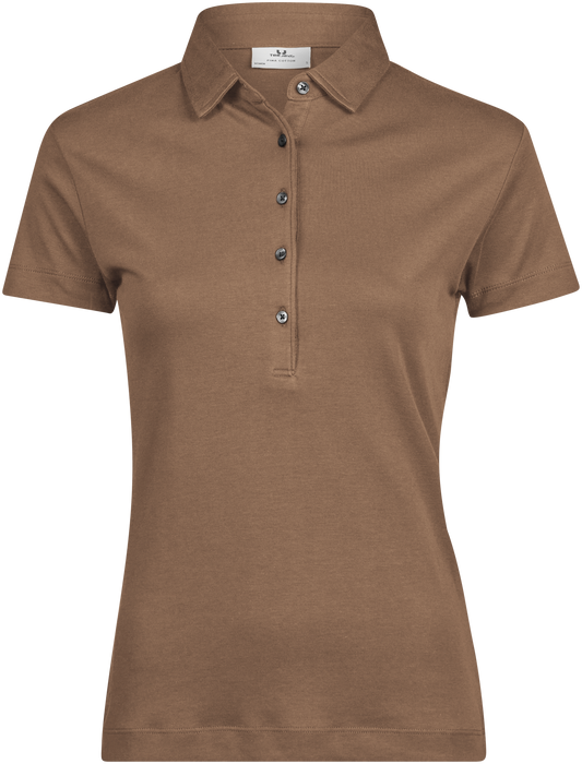 Tee Jays Ladies Pima Cotton Polo Shirt in Wood, front view