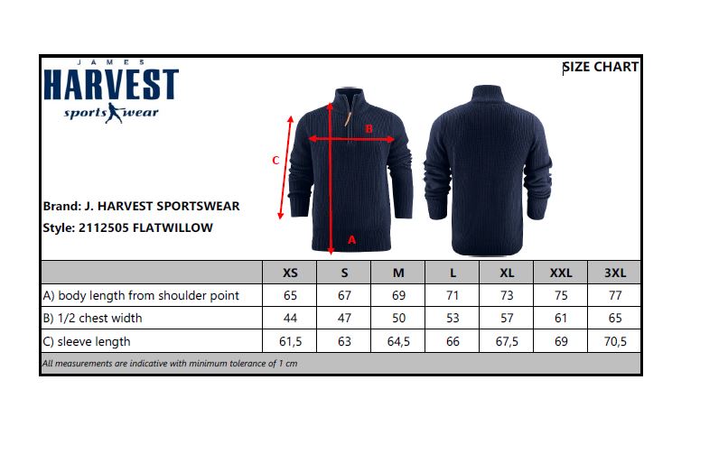 James Harvest Flatwillow Unisex Half Zip Jumper | Heavyweight Knit | 1/2 Zip | 3 Colours | XS-3XL - Knitwear - Logo Free Clothing