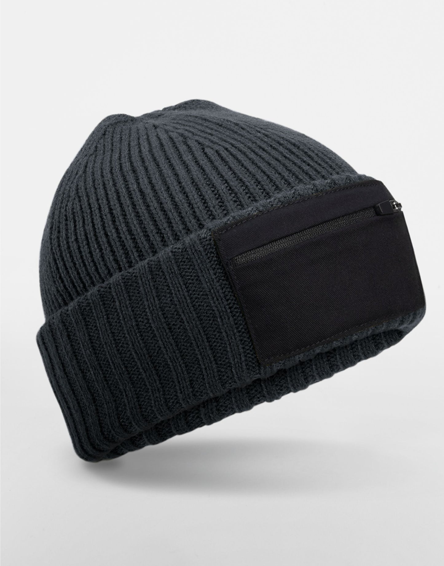 Beechfield Zip Patch Beanie | Unisex | Chunky Double Knit | 4 Colours | One Size