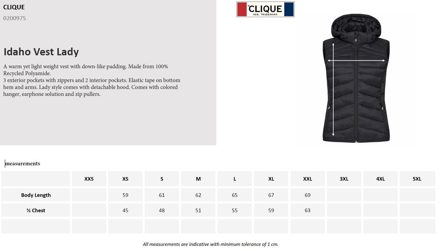 Clique Idaho Gilet | Ladies Recycled Padded Body Warmer | 3 Colours | XS-2XL - Gilet - Logo Free Clothing