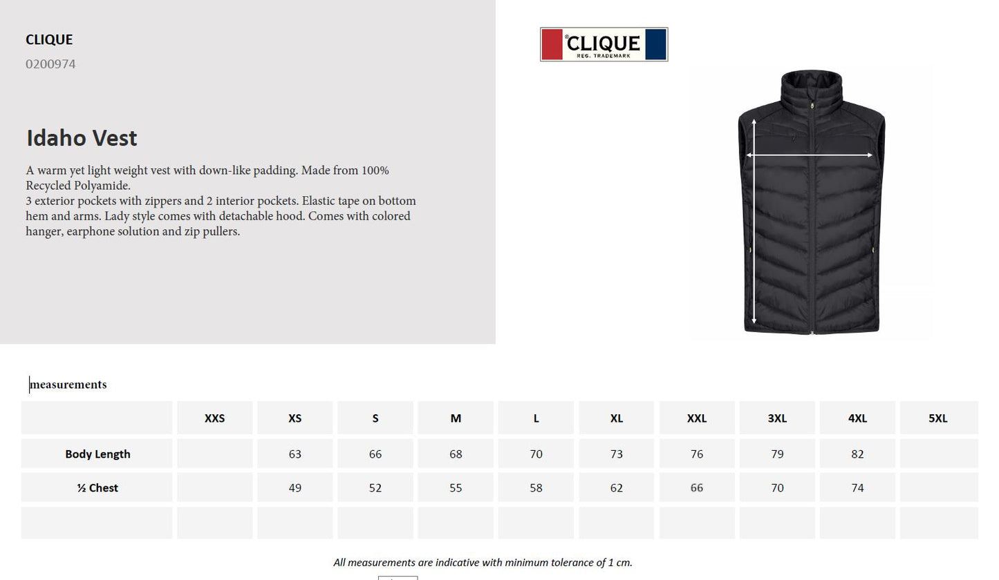 Clique Idaho Gilet | Mens Recycled Padded Body Warmer | 3 Colours | XS-4XL - Gilet - Logo Free Clothing