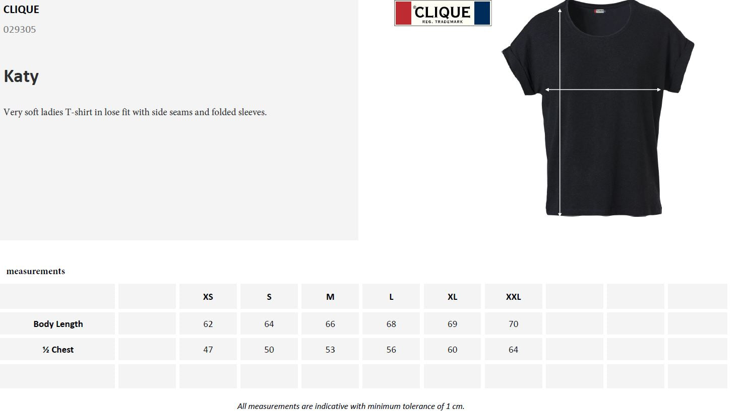 Clique Katy Loose Fit Ladies T-Shirt | Soft Stretch Top | Heavier Weight | 4 Colours | XS-2XL - Tee Shirt - Logo Free Clothing