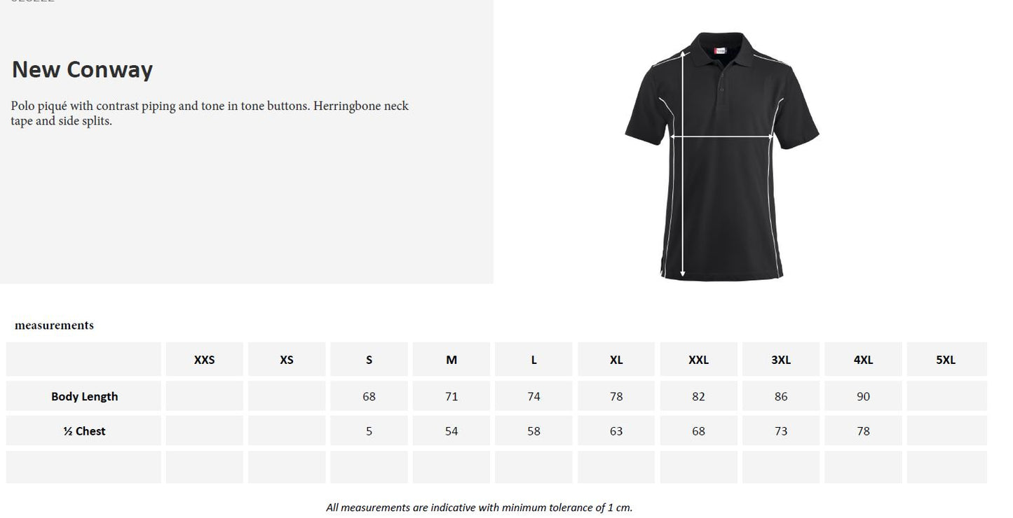 Clique Conway Mens Polo Shirt | Contrast Piping | Pique Cotton Polo Top | 4 Colours | S-2XL - Polo Shirt - Logo Free Clothing