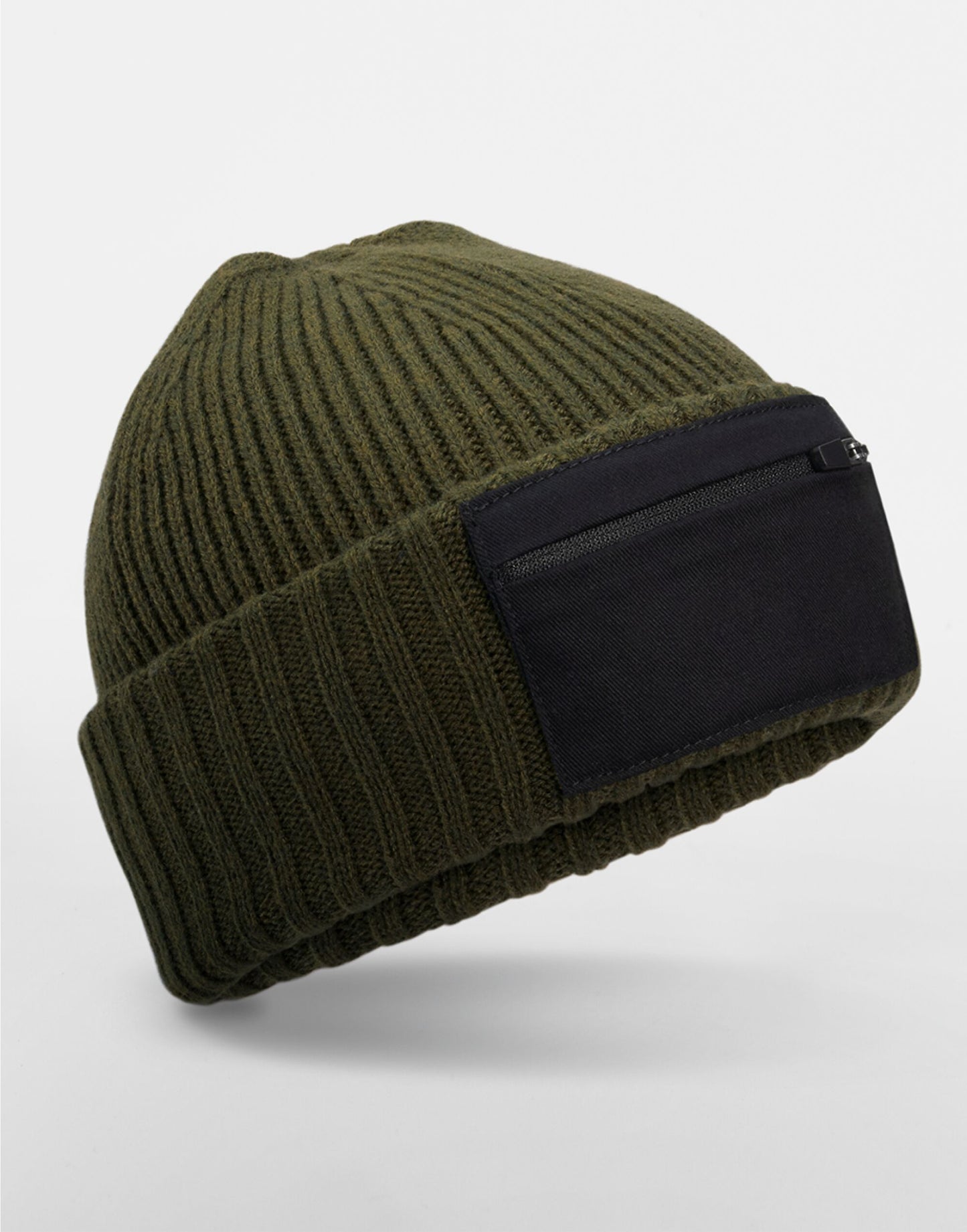 Beechfield Zip Patch Beanie | Unisex | Chunky Double Knit | 4 Colours | One Size